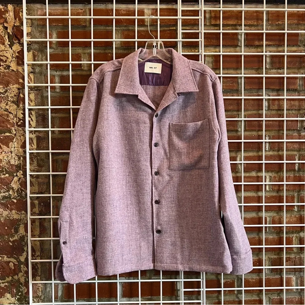 NN07 Lavender Wool Button Shirt Jacket Mens M